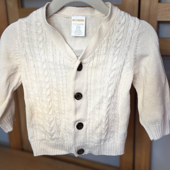 Gymboree Baby Boy Cream Cable Knit Cardigan Sweater 6–12M - Picture 1 of 3